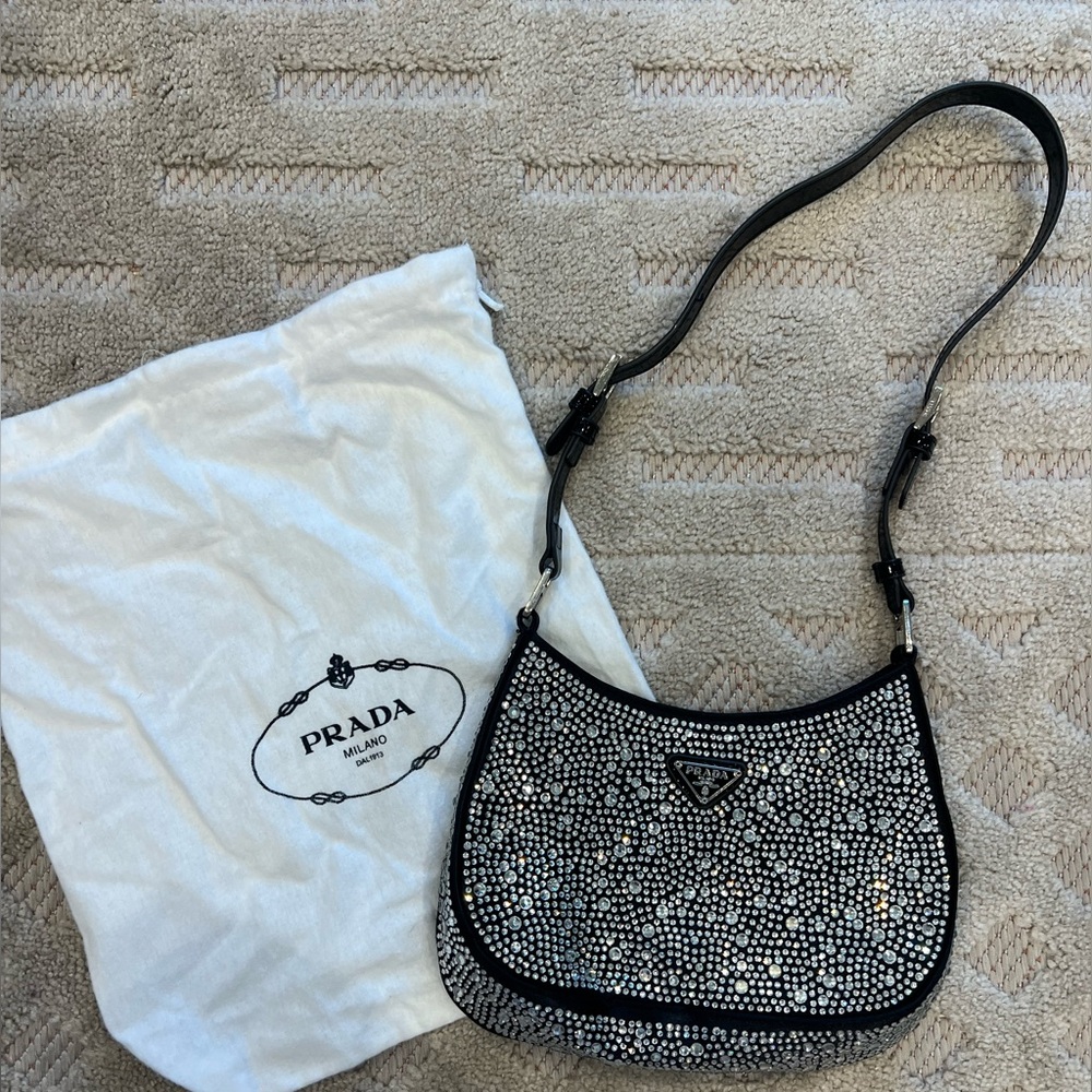 Prada Cleo Satin Bag with Crystals